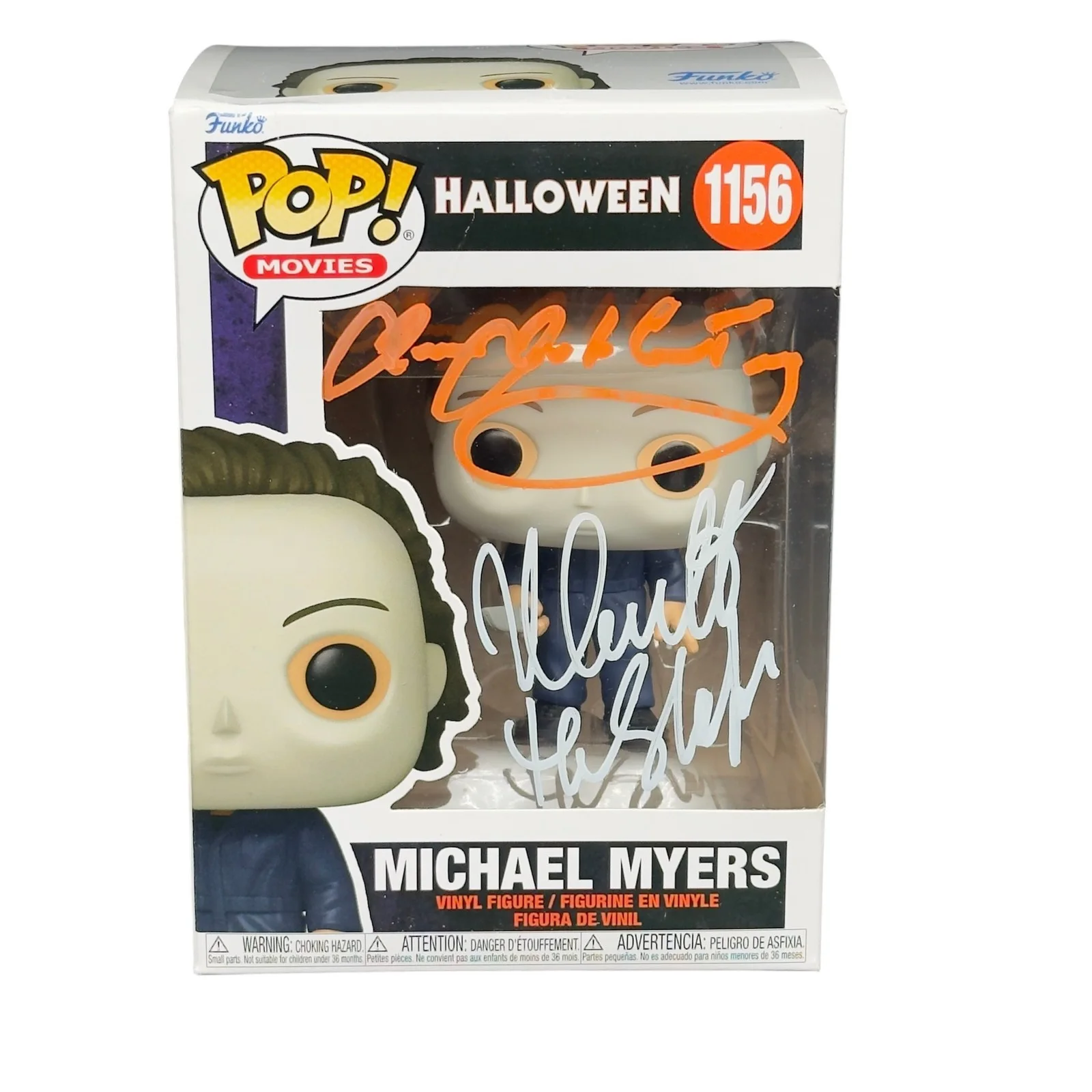 Nick Castle & James Jude Courtney — Nick Castle & James Jude Courtney Signed Michael Myers Funko Pop 1156 Beckett