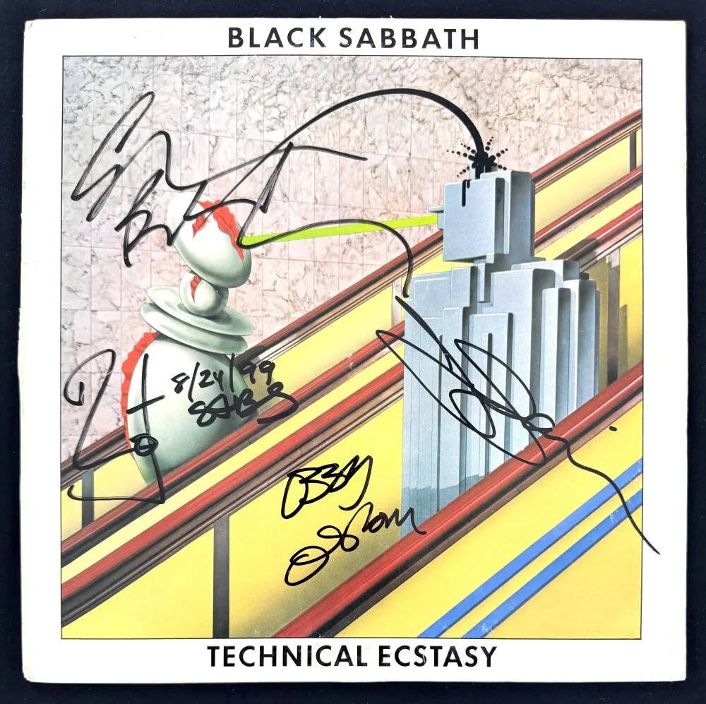Geezer Butler, Tony Iommi, Ozzy Osbourne, Bill Ward — Black Sabbath Band Signed Autograph Album Record Ozzy Osbourne Tony Iommi ++ PSA