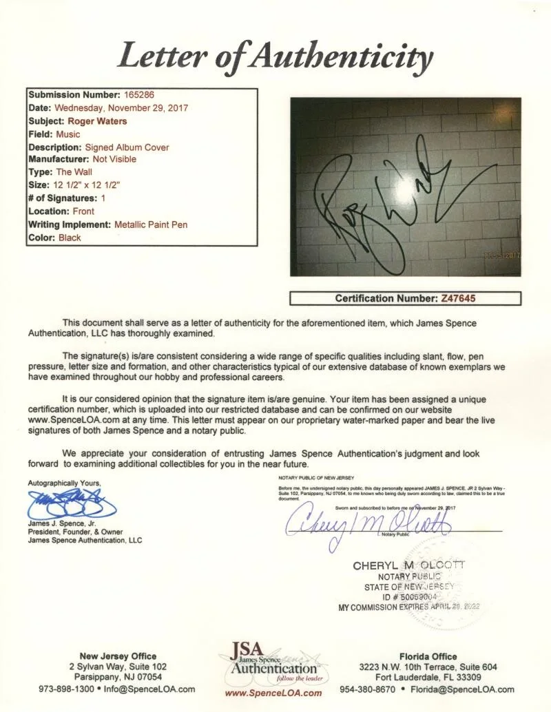 Nick Mason, Roger Waters — Roger Waters & Nick Signed Autograph Pink Floyd The Wall Album Record w/ PSA COA, изображение 5