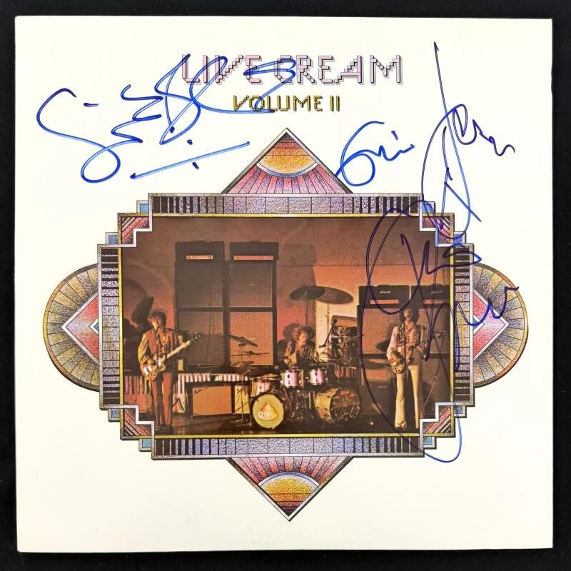 Ginger Baker, Jack Bruce, Eric Clapton — Eric Clapton Ginger Baker & Jack Bruce Signed Live Cream Album Record w/ Beckett