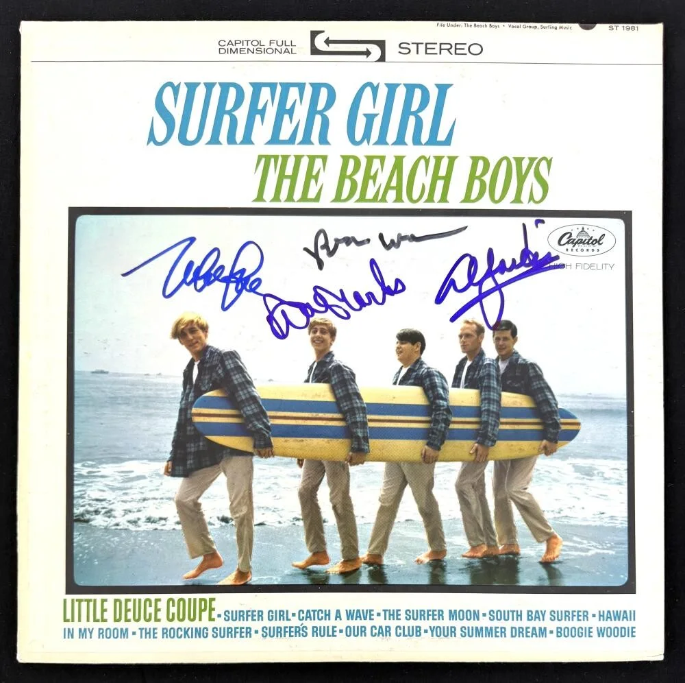 Al Jardine, Mike Love, David Marks, Brian Wilson — Beach Boys Signed Autograph Album Record Brian Wilson Love Jardine Marks Beckett