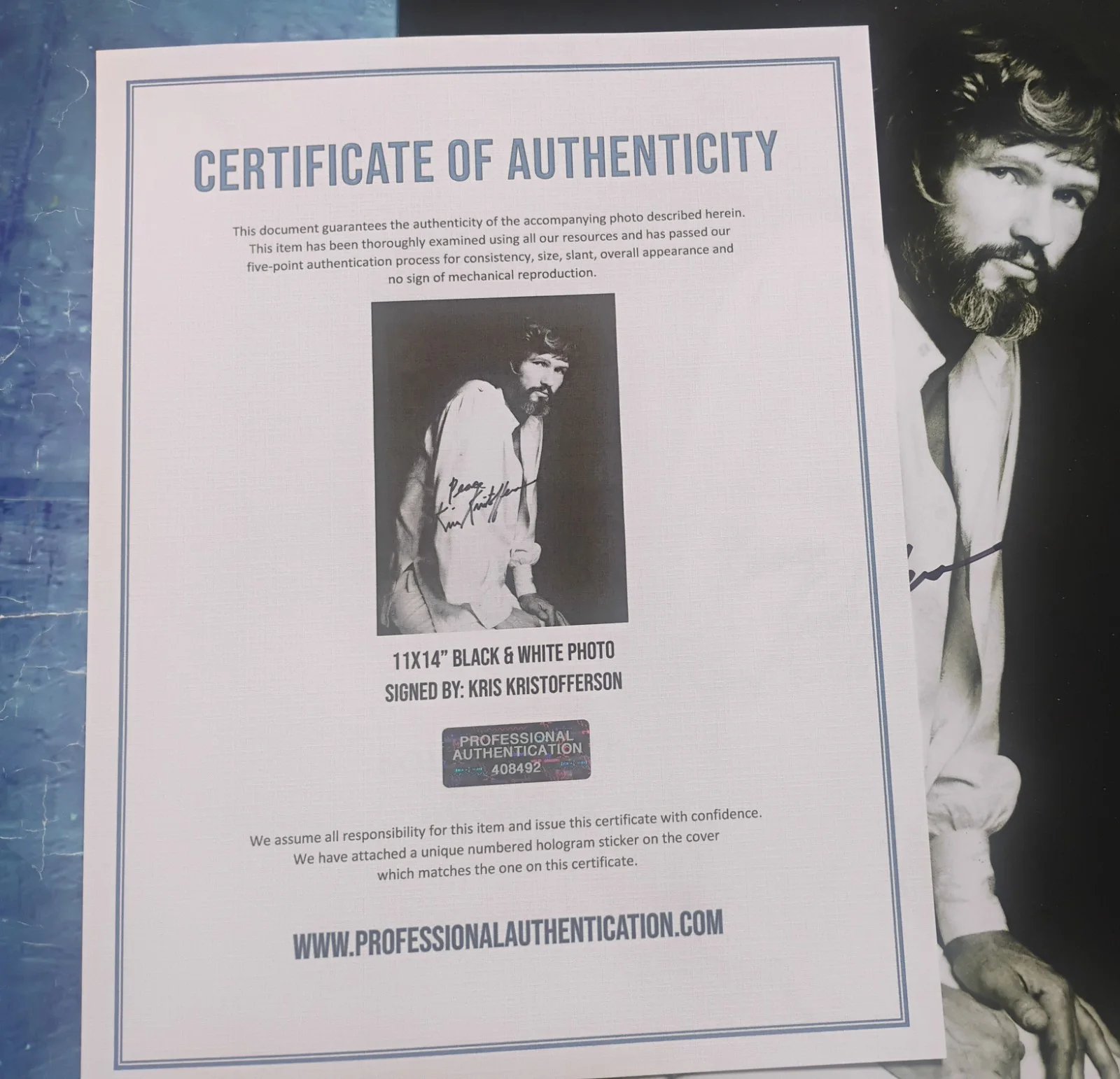 Kris Kristofferson Hand Signed Autograph 11x14 Photo COA - NO US TARIFFS, изображение 4