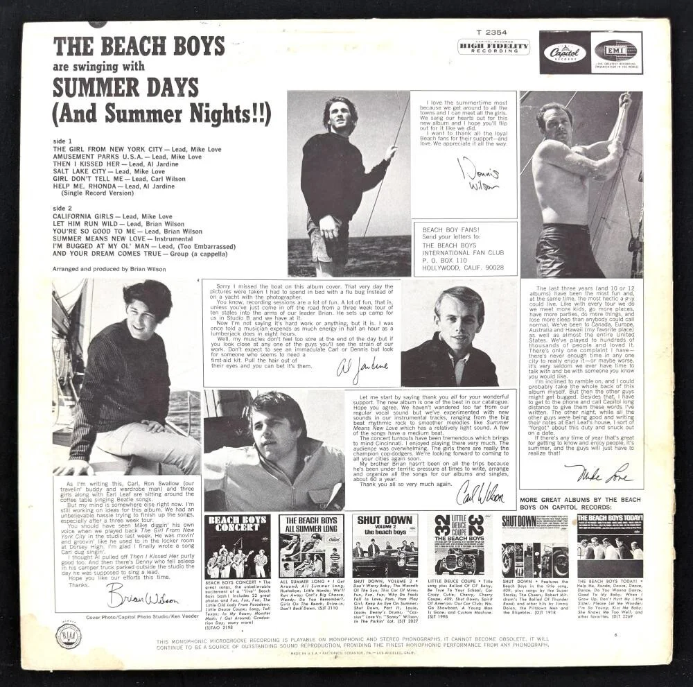 Al Jardine, Mike Love, Brian Wilson — The Beach Boys Signed Autograph Album Record - Brian Wilson Love Jardine Beckett, изображение 2
