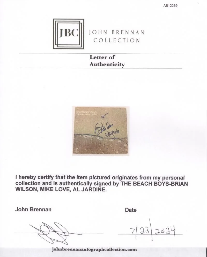 Al Jardine, Mike Love, Brian Wilson — The Beach Boys Signed Autograph Album Record Brian Wilson Mike Al w/ Beckett COA, изображение 4