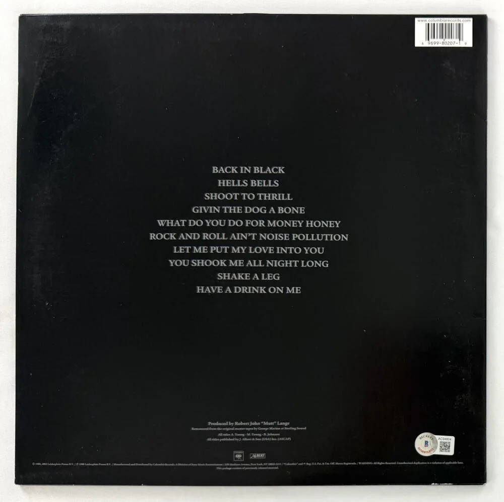 Brian Johnson, Cliff Williams — Brian Johnson & Cliff Williams Signed Autograph AC/DC Album Record - Beckett COA, изображение 2