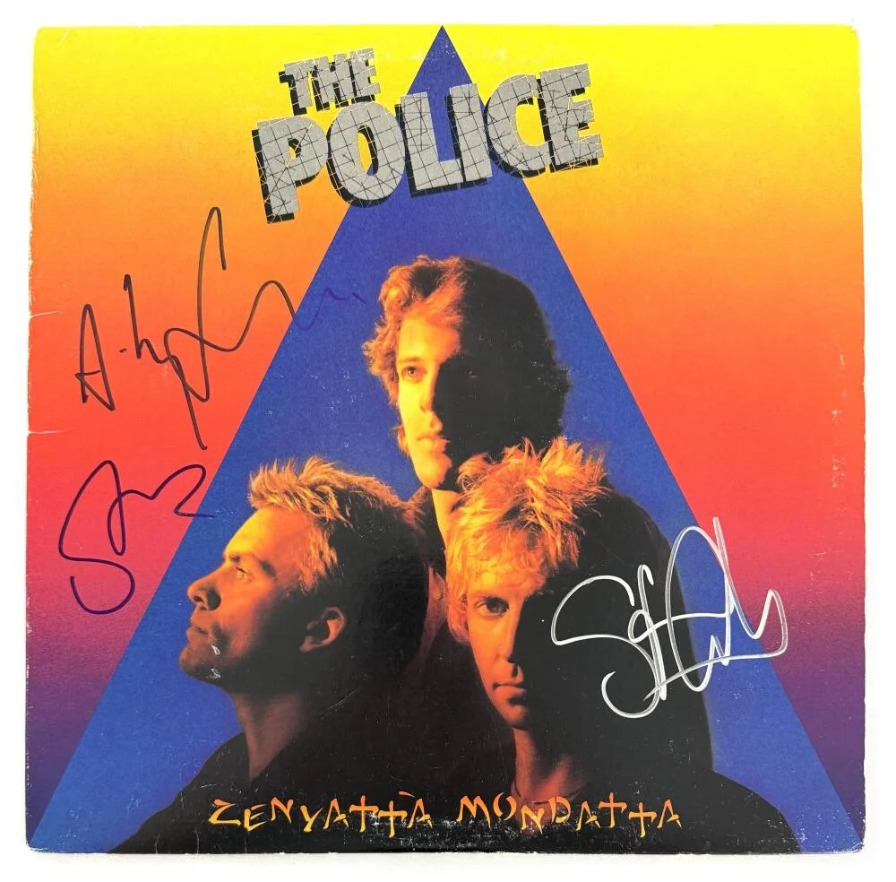 Stewart Copeland, Sting, Andy Summers — The Police Signed Autograph Zenyatta Mondatta Album Record Sting +2 Beckett COA