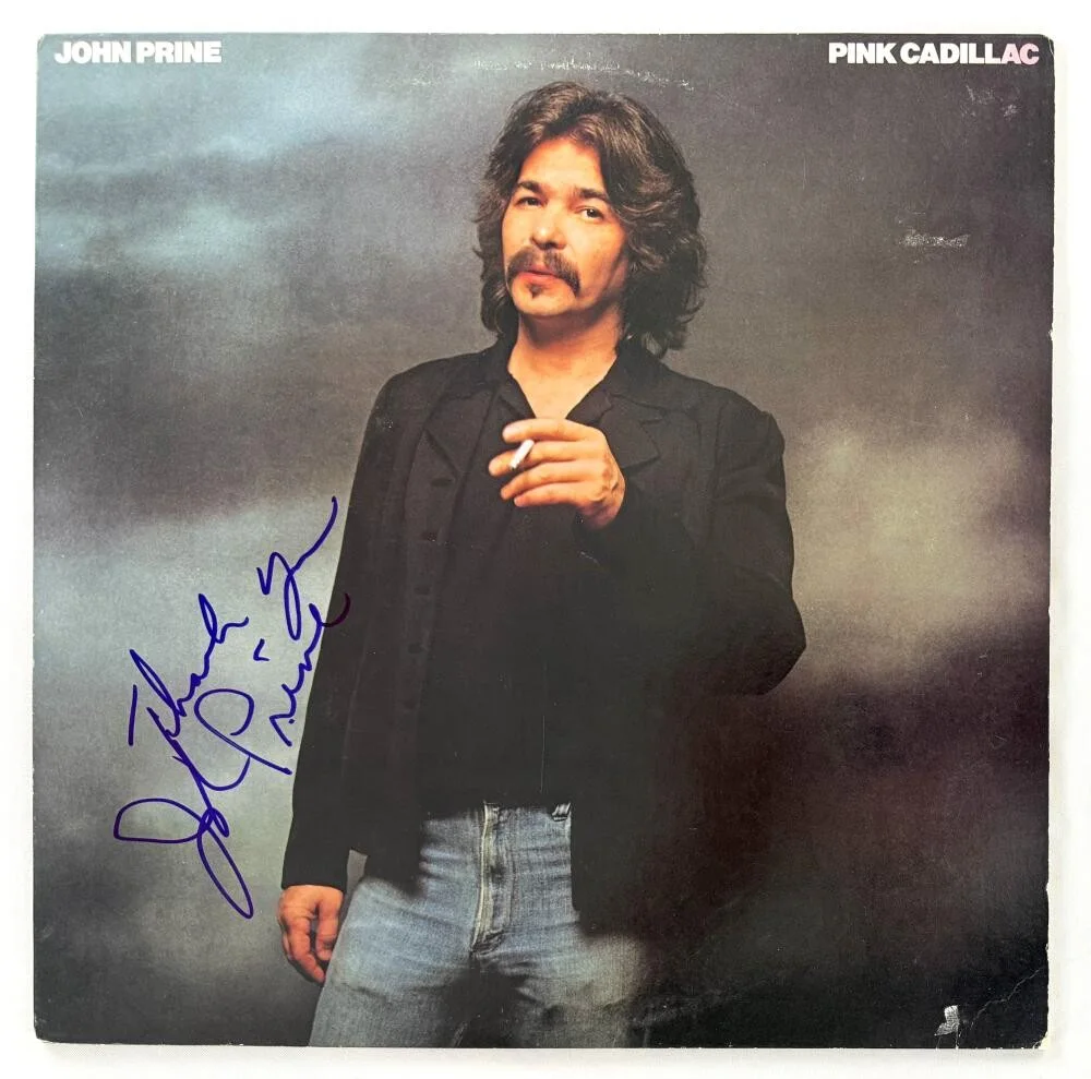 John Prine — John Prine Signed Autograph Pink Cadillac Album Vinyl Record LP w/ JSA COA