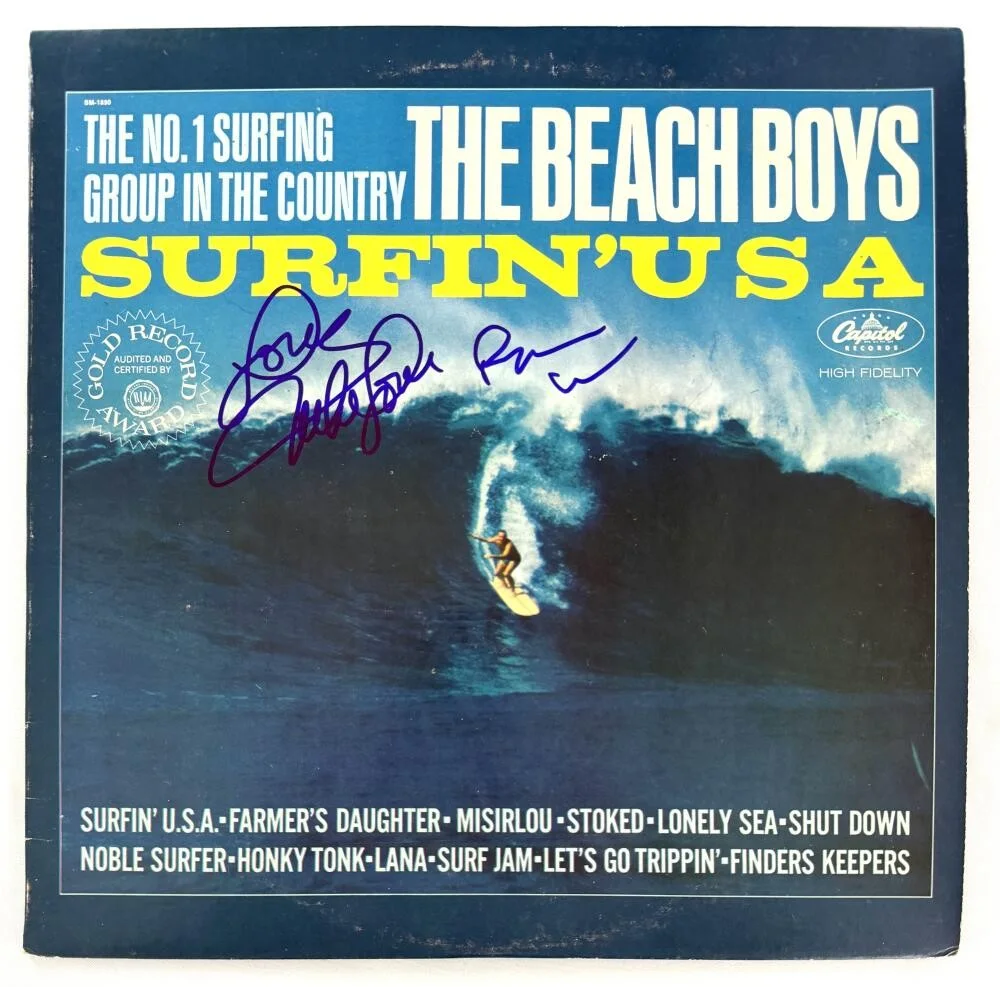 Mike Love, Brian Wilson — Brian Wilson & Mike Love Signed Autograph Beach Boys Surfin USA Album Record JSA