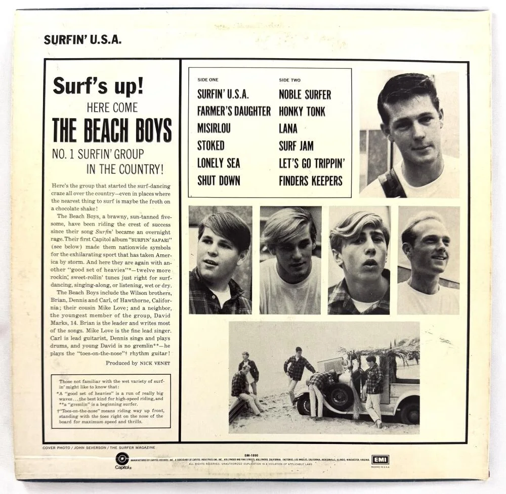 Mike Love, Brian Wilson — Brian Wilson & Mike Love Signed Autograph Beach Boys Surfin USA Album Record JSA, изображение 2