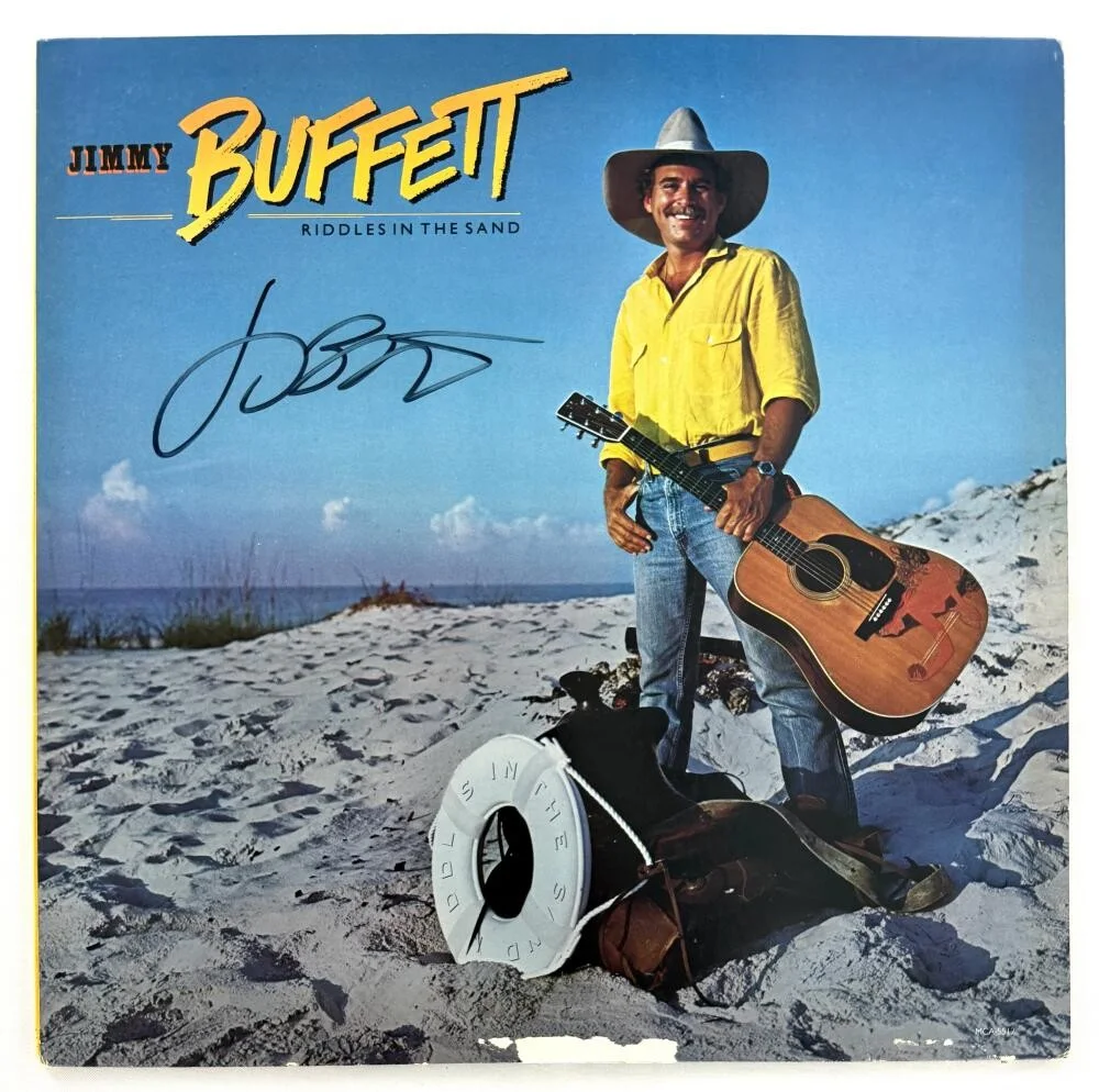 Jimmy Buffett — Jimmy Buffett Signed Autograph Riddles in the Sand Album Vinyl Record w/ JSA COA