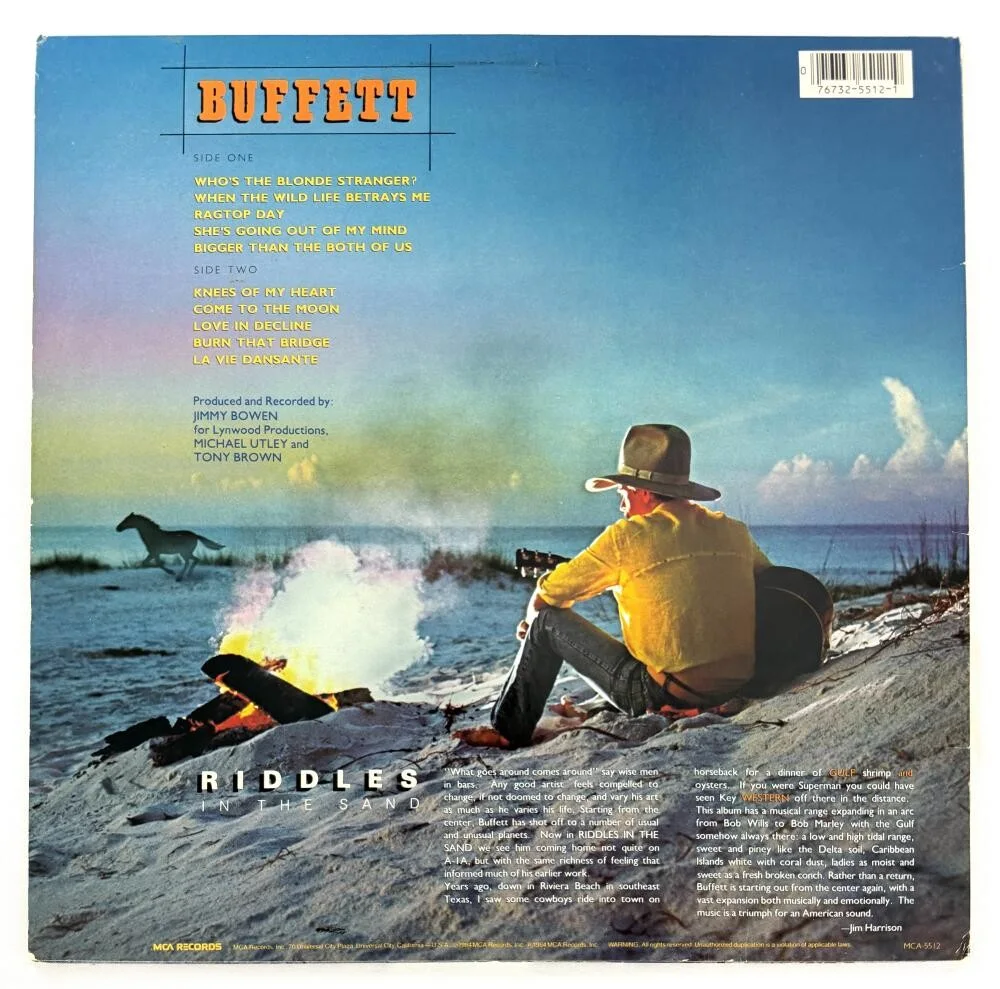 Jimmy Buffett — Jimmy Buffett Signed Autograph Riddles in the Sand Album Vinyl Record w/ JSA COA, image 2