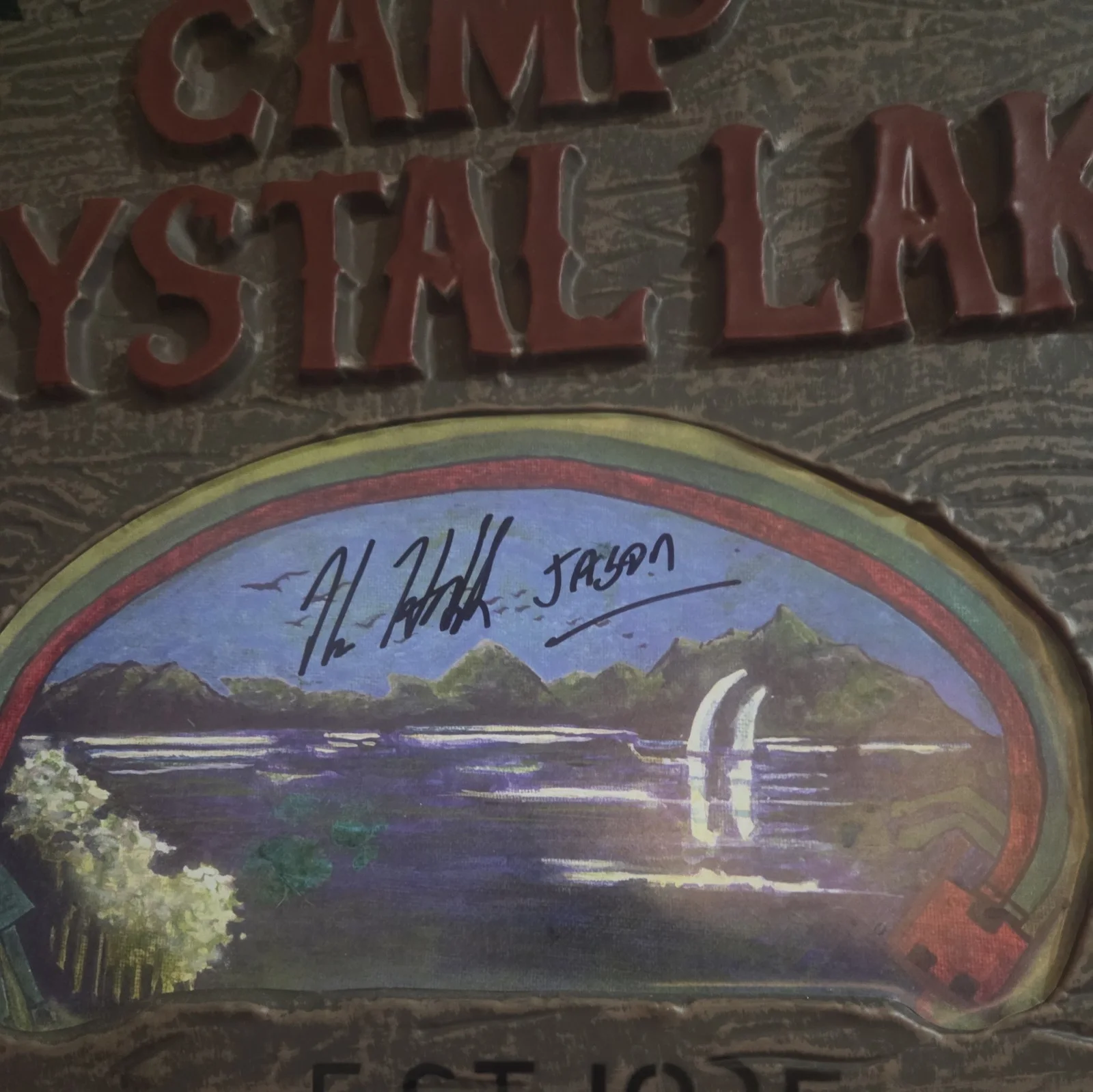 KANE HODDER — KANE HODDER JASON VOORHEES FRIDAY THE 13TH SIGNED CRYSTAL LAKE SIGN BECKETT COA, изображение 3