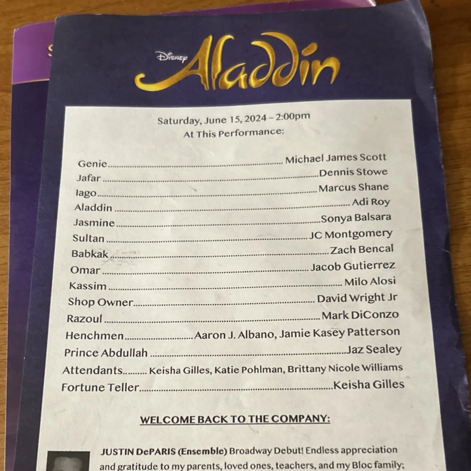 signed Aladdin limited pride bill rainbow cover playbill June 2024 nyc, image 5