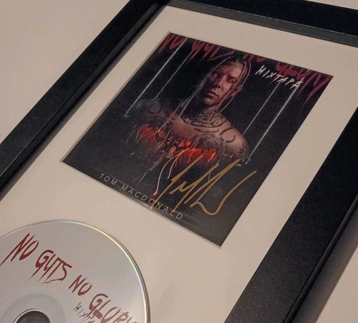 Tom MacDonald No Guts No Glory Signed CD Studio Framed Rare Gold Autograph, image 2