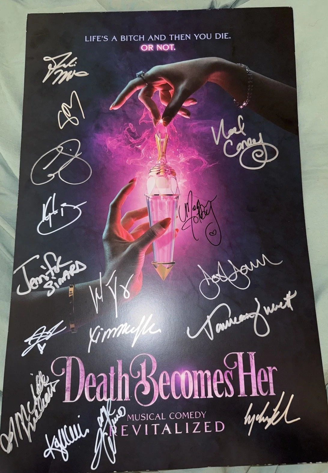 Death Becomes Her Writers+ Hilty Simard Williams Broadway Musical Signed Poster, изображение 2