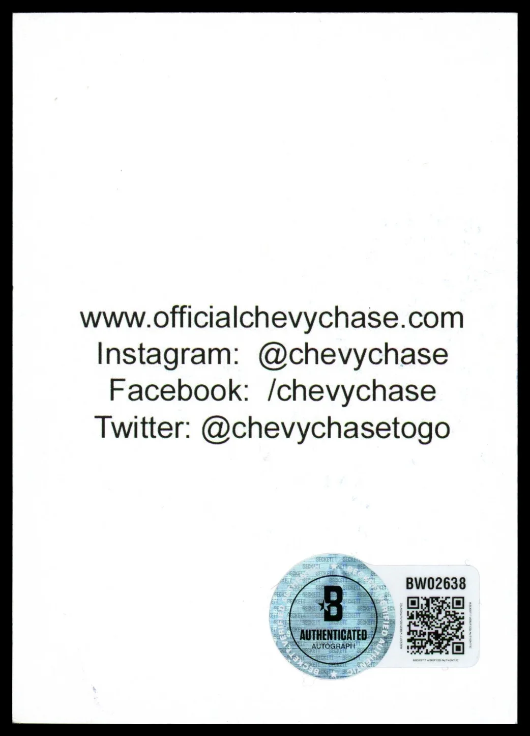 Chevy Chase — Chevy Chase Signed Christmas Vacation Trading Card "Comedian" Beckett, image 2