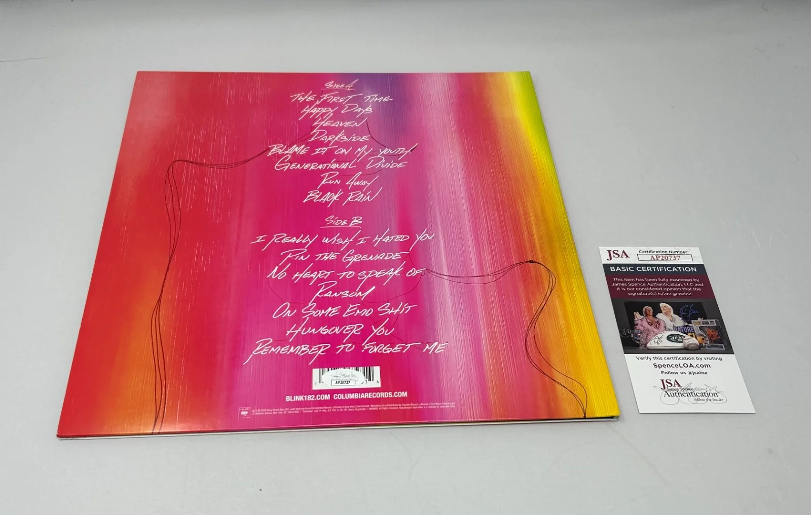 Mark Hoppus signed Blink 182 Nine Album JSA COA, image 2