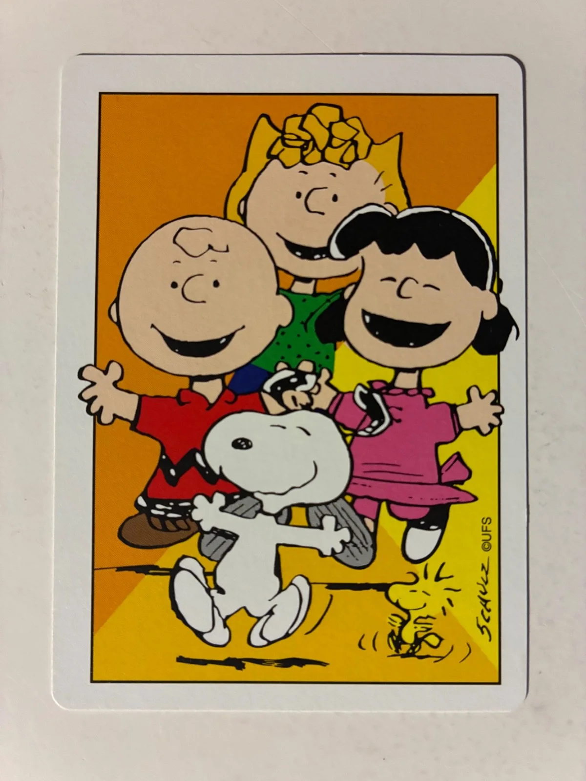 JEAN SCHULZ autograph PEANUTS Charlie Brown Comics SNOOPY signed playing card, image 2