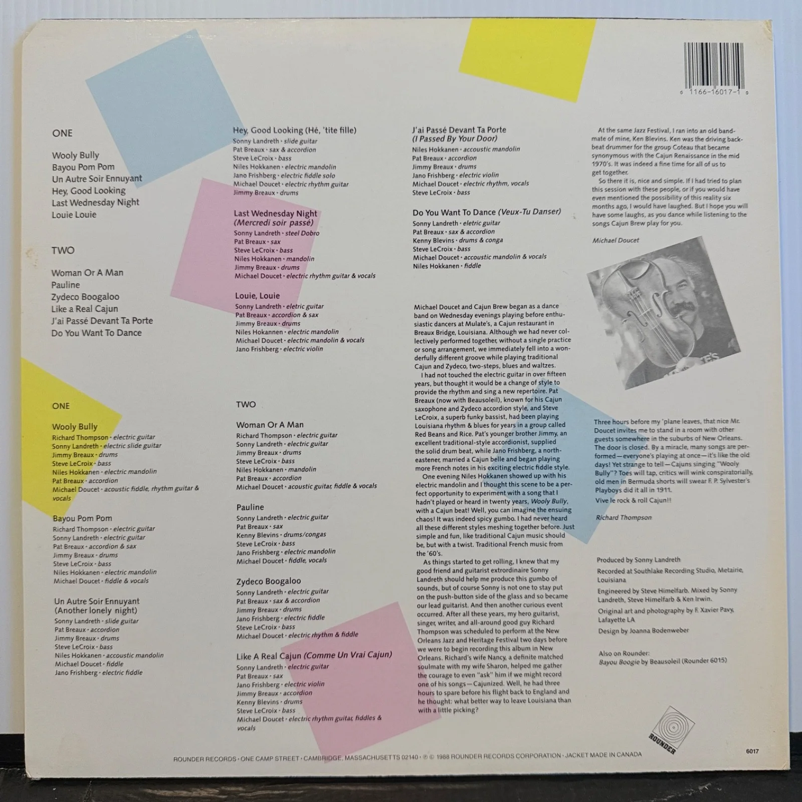 AUTOGRAPHED Michael Doucet & Cajun Brew - Rounder 6017 USA VINYL ISSUE 1988 NM, image 3