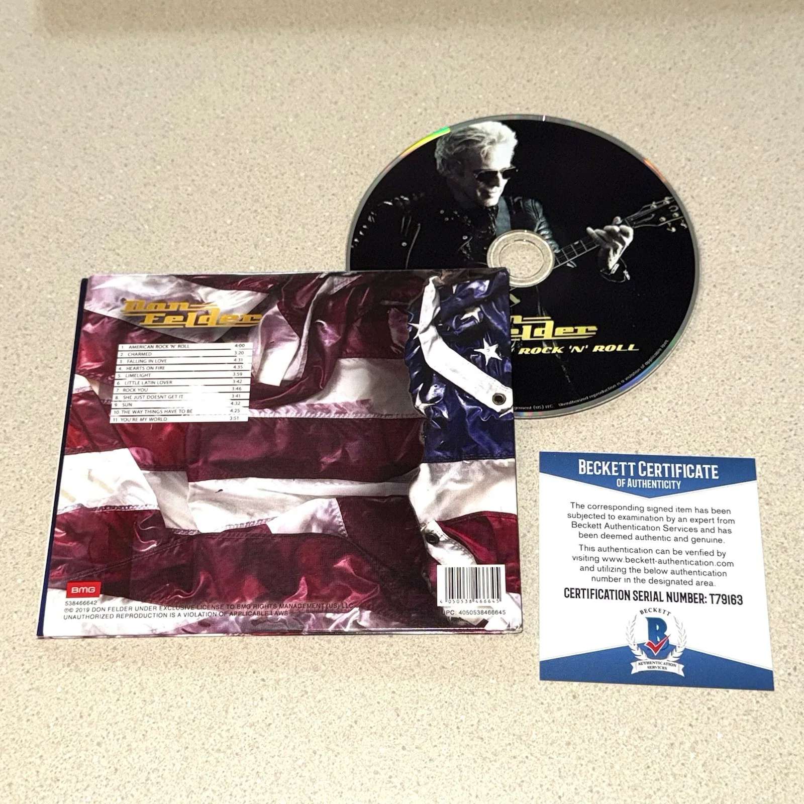 DON FELDER autographed signed THE EAGLES AMERICAN RNR CD BOOKLET BECKETT BAS COA, изображение 3