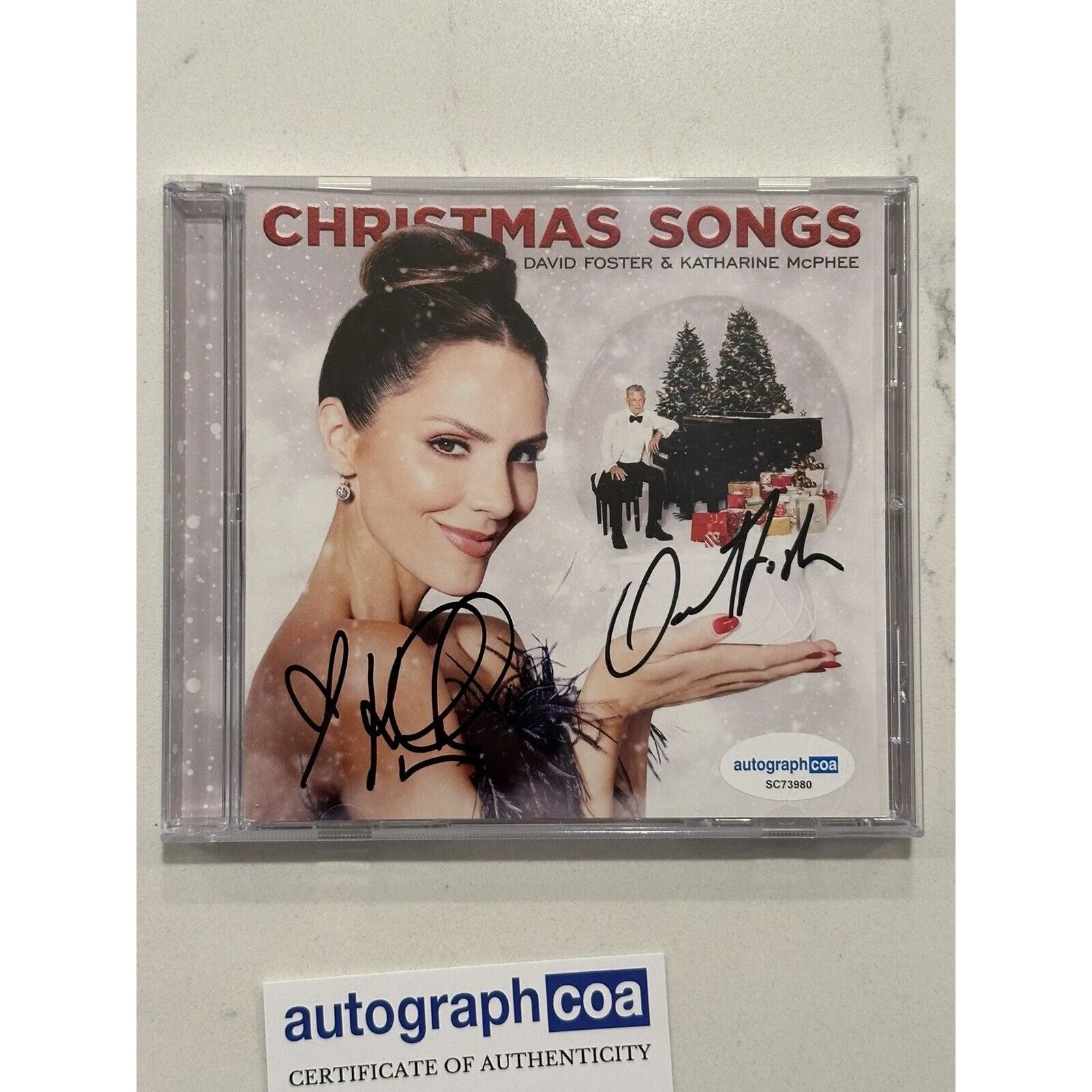DAVID FOSTER KATHARINE MCPHEE Signed Autograph CD "Christmas Songs" ACOA, изображение 2