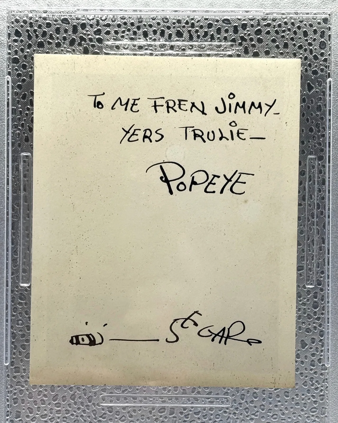 E.C. Segar — E.C. SEGAR AUTOGRAPHED POPEYE PHOTO "Yers Trulie" Cigar Sketch PSA/DNA, изображение 2