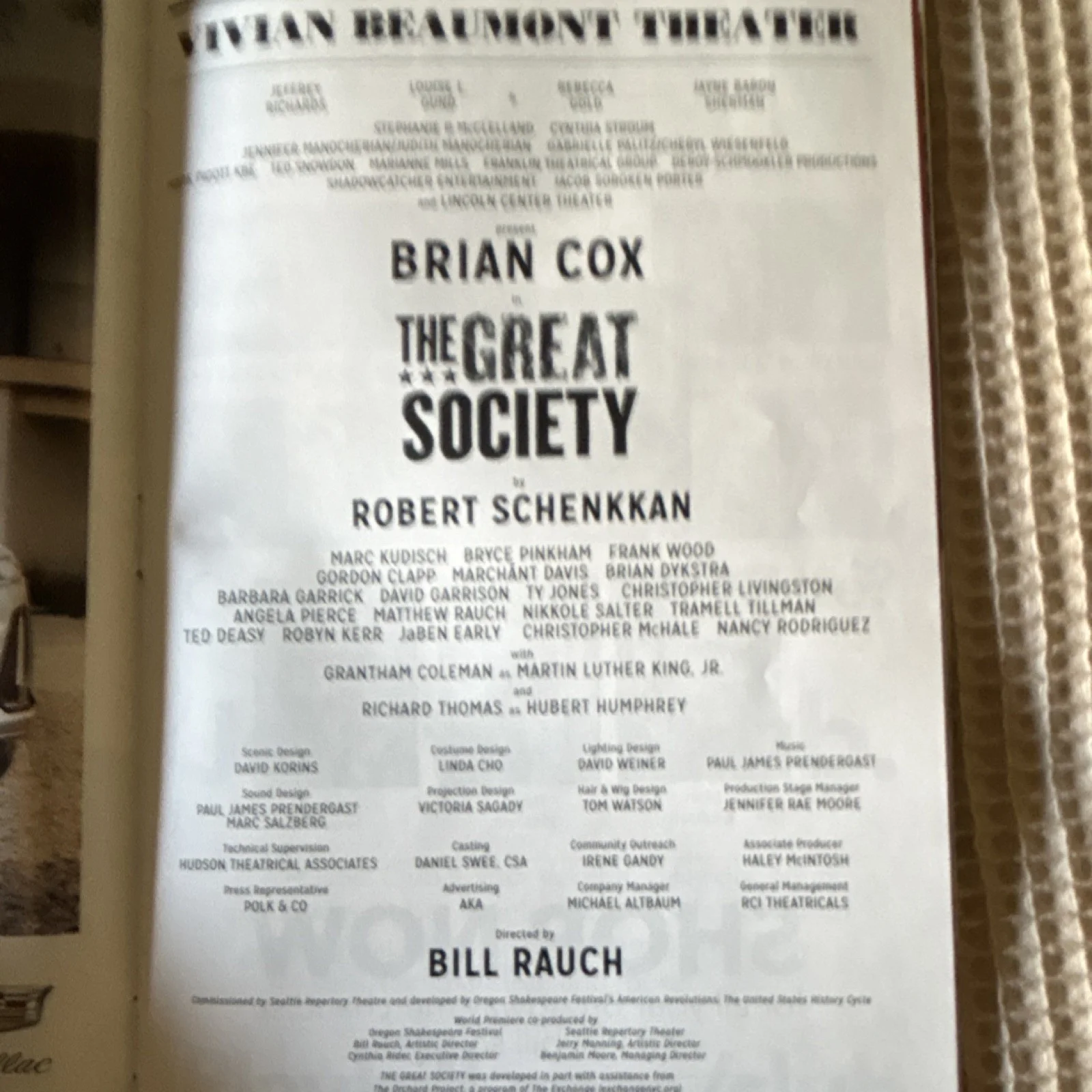 The Great Society Original Signed Playbill Vivian Beaumont Theater Autographed, изображение 3