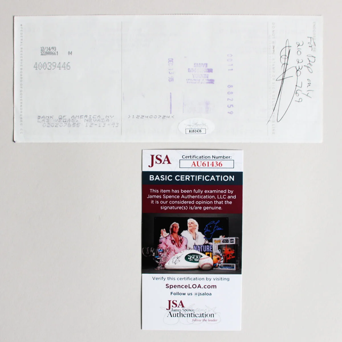 Rich Little Signed Check - COA JSA, image 3