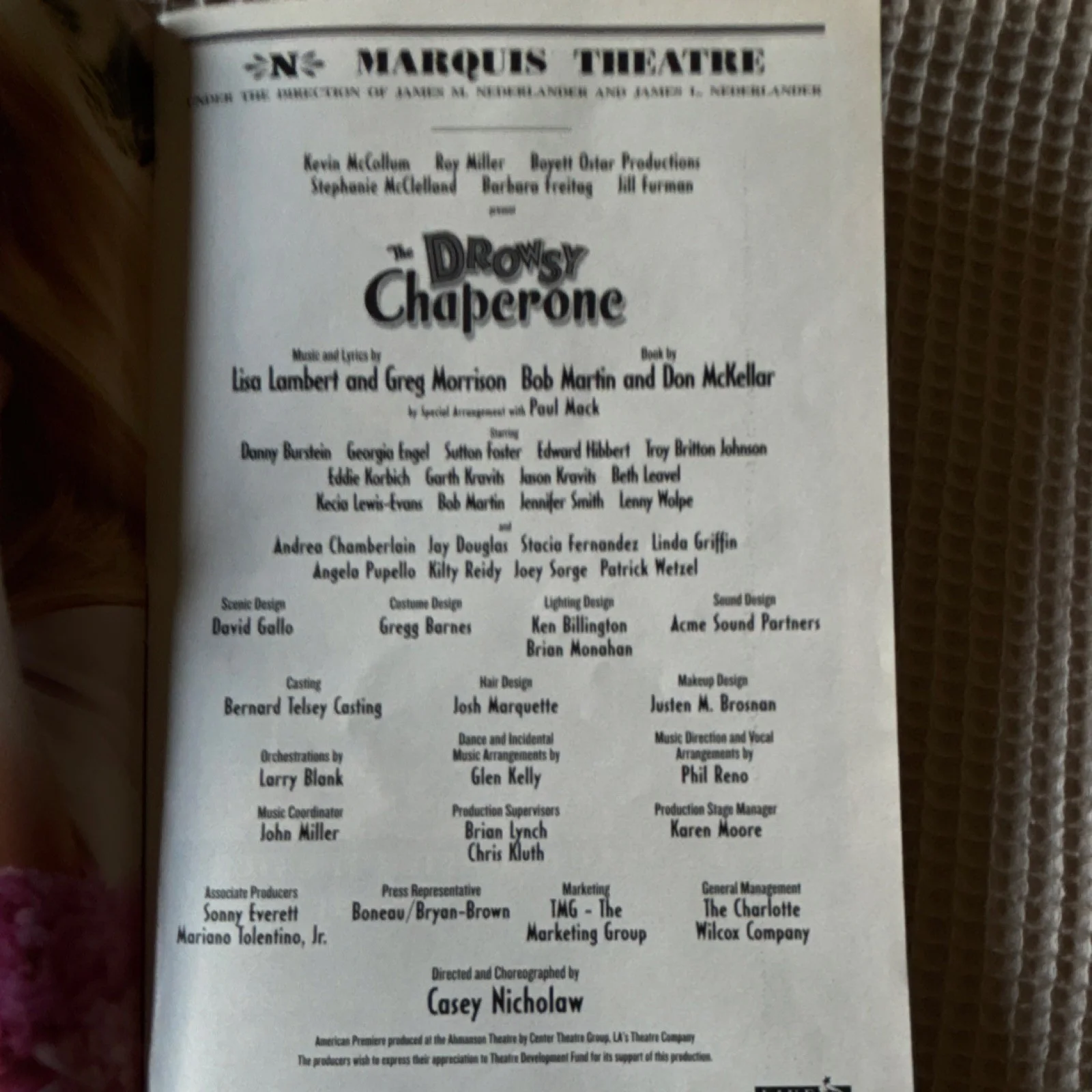 The Drowsy Chaperone Original Signed Playbill Marquis Theatre Autographed, изображение 3