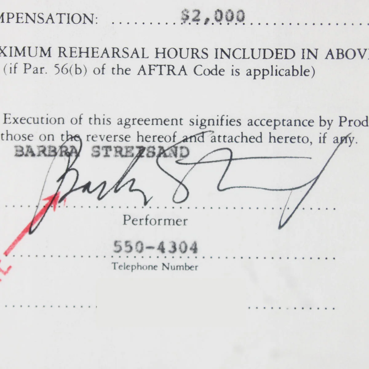 Barbra Streisand Signed Contract Display 1980 Grammy Awards - COA JSA, изображение 2
