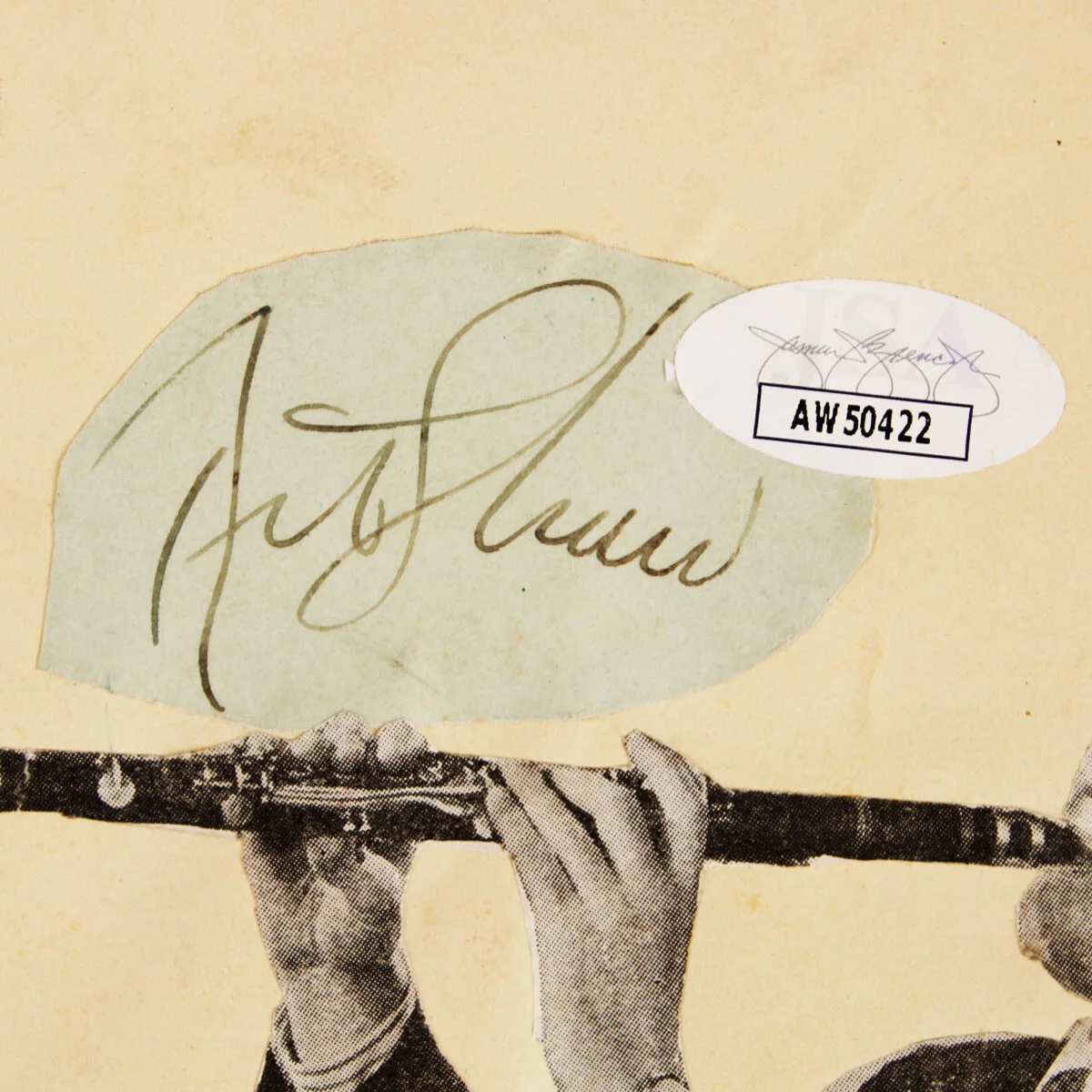 Jim Cagney Signed Cut w/ Artie Shaw - COA JSA, image 4