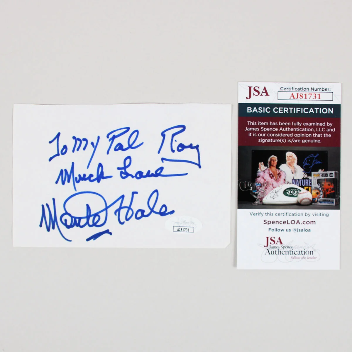Monte Hale Signed Cut - COA JSA, image 2