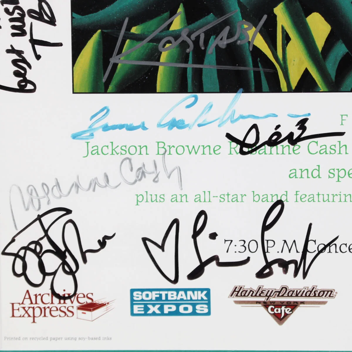 Rainforest Alliance Signed Poster 1990's Music Stars Jackson Browne, Rosanne ..., изображение 2