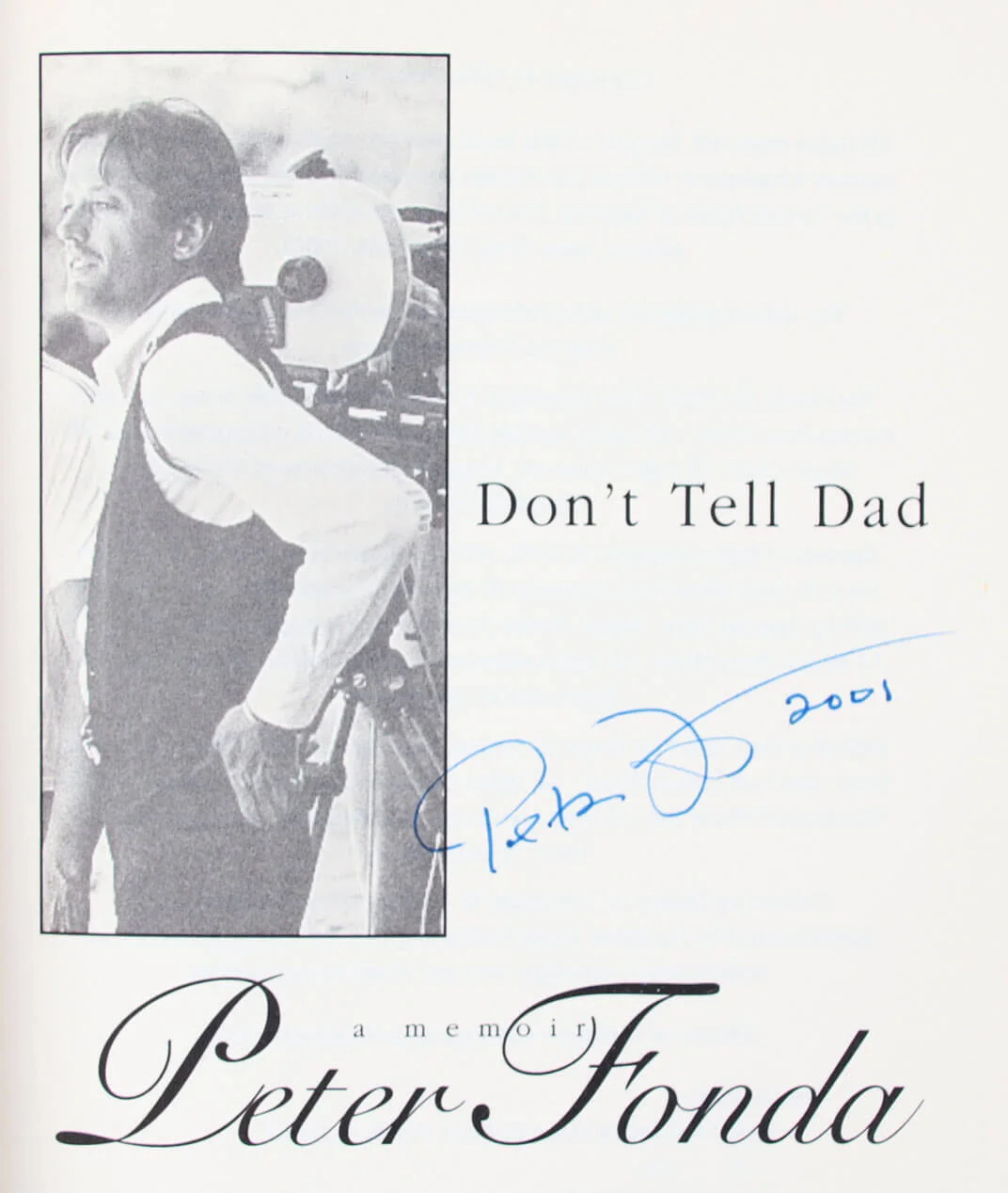 Peter Fonda Signed Book Don't Tell Dad - COA JSA, изображение 2