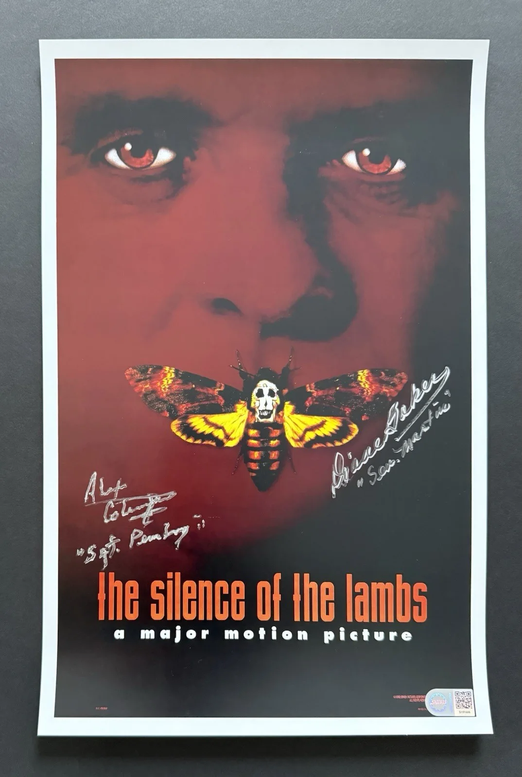 Anthony Hopkins, Jodie Foster — The Silence Of The Lambs Signed Movie Poster Alex Coleman/Diane Baker 11x17 SWAU