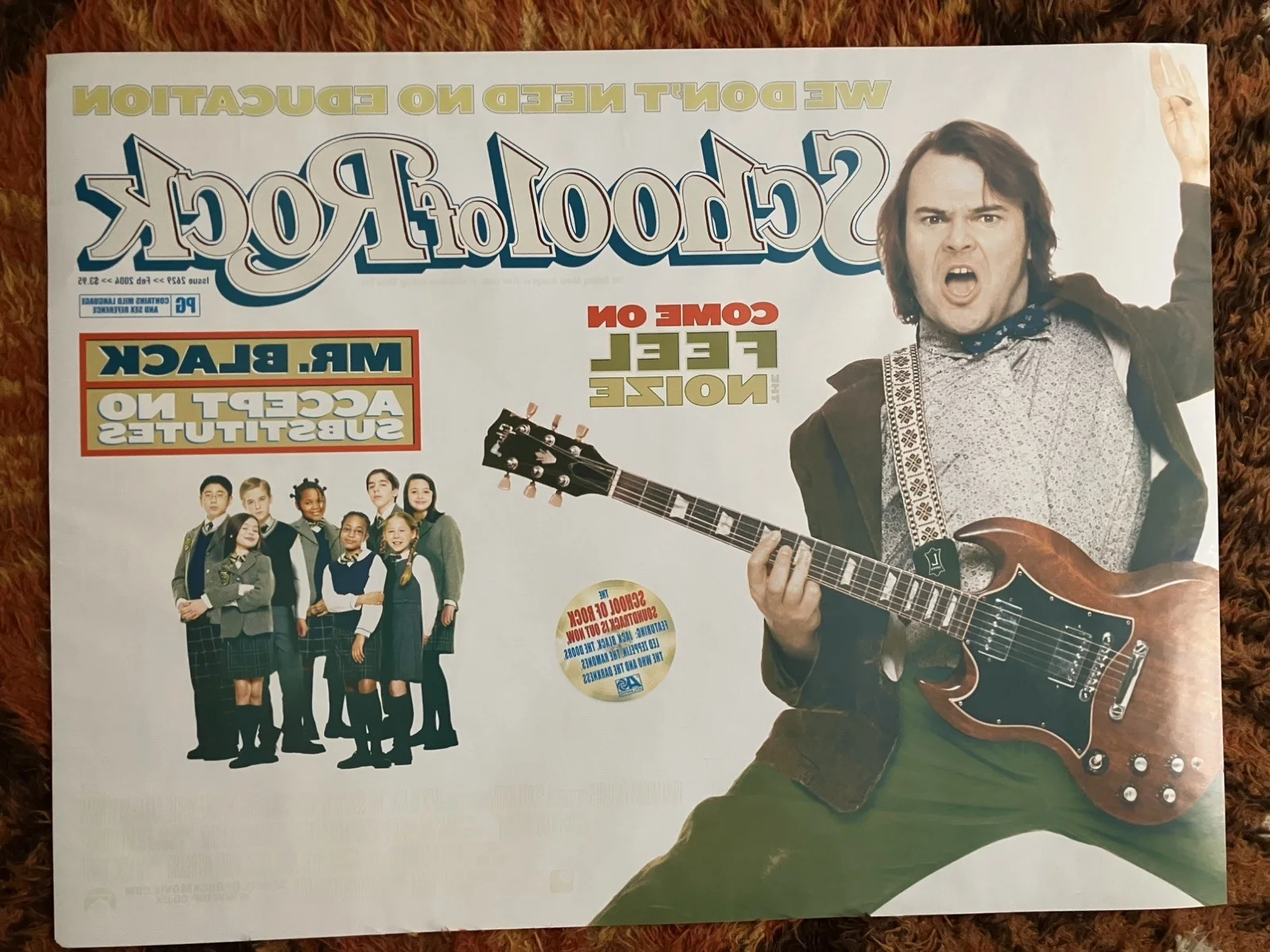 SCHOOL OF ROCK ORIGINAL UK QUAD Film Cinema POSTER JACK BLACK 2003 Ex rolled, изображение 2