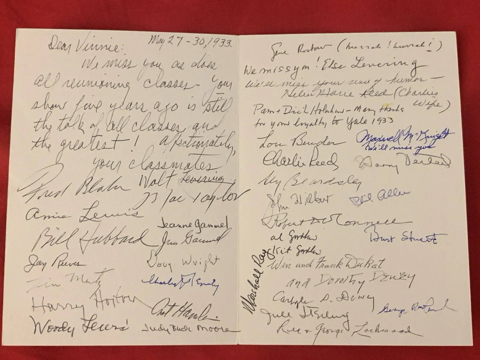 Yale Class of 1933 — Vincent Price Estate Card To Vincent From Yale Classmates in the Last Year! 20f, изображение 2