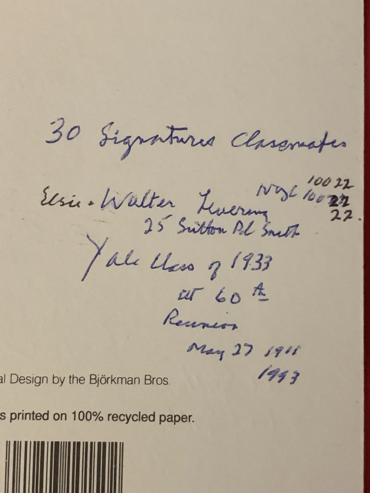 Yale Class of 1933 — Vincent Price Estate Card To Vincent From Yale Classmates in the Last Year! 20f, изображение 4