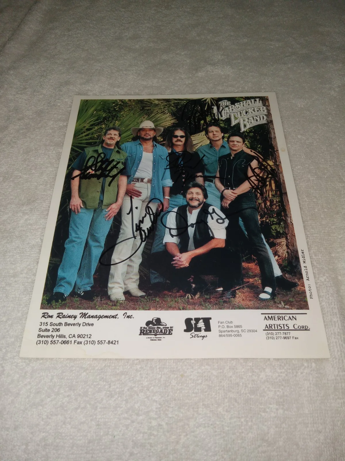 Marshall Tucker Band Signed 8x10 Photo (6) Autographs Southern Rock Country, изображение 2