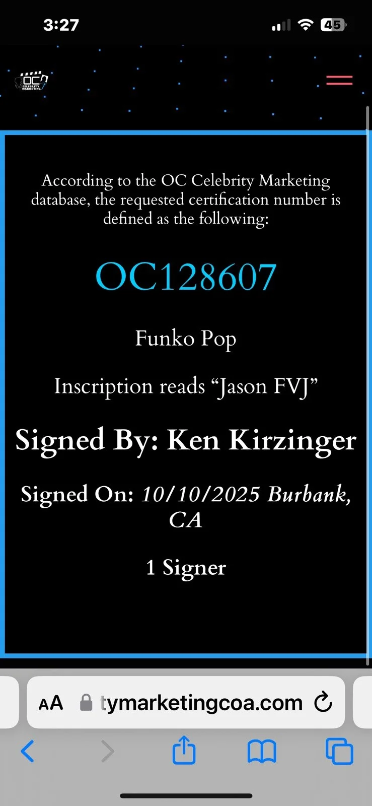 Ari Lehman Tom Morga Ken Kirzinger — Friday the 13th signed Jason funko Lot #01 Ari Lehman Tom Morga Ken Kirzinger OC, изображение 5