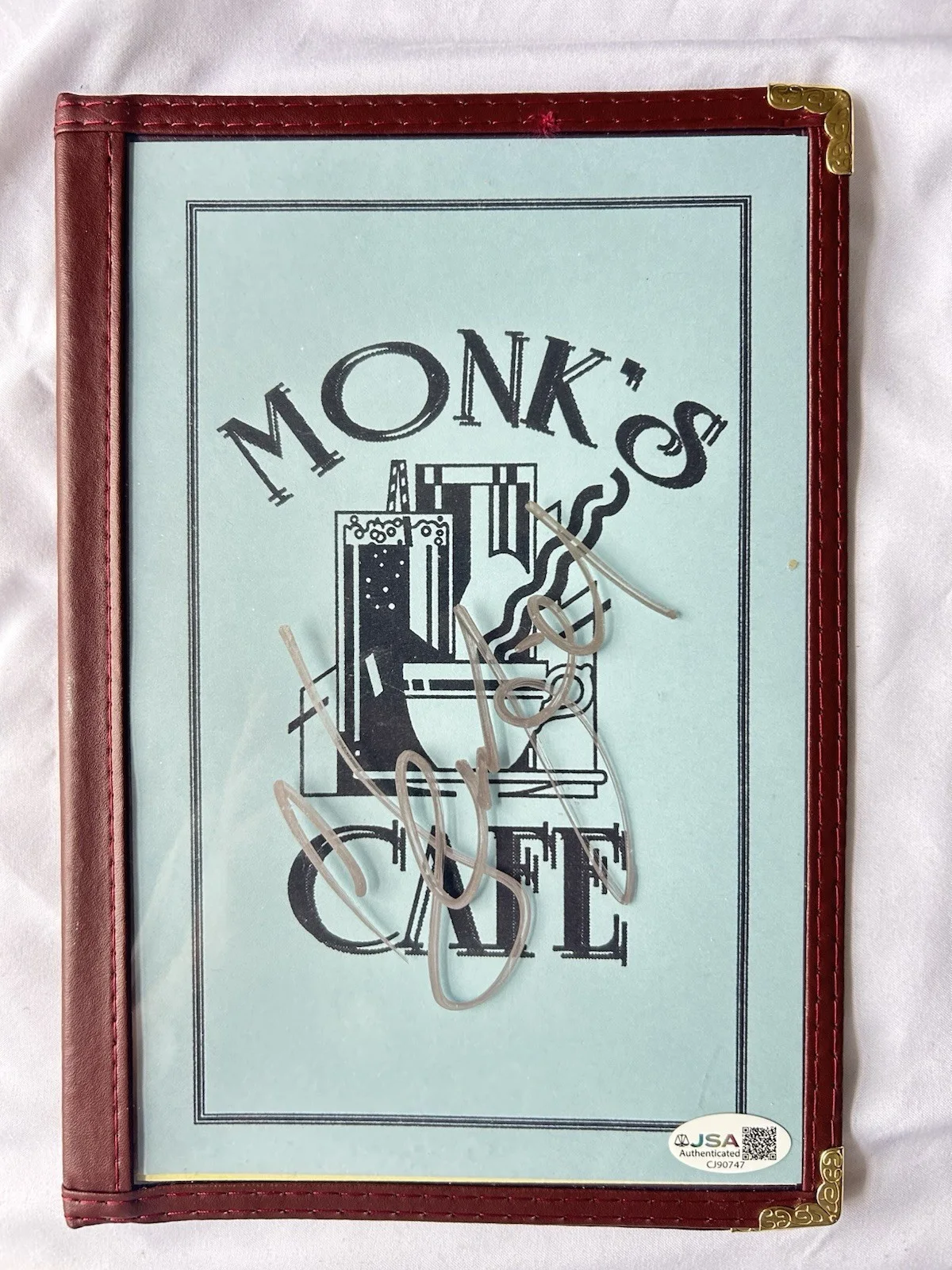 Jerry Seinfeld — Jerry Seinfeld Signed Monks Cafe Menu Prop Autographed JSA COA, image 2