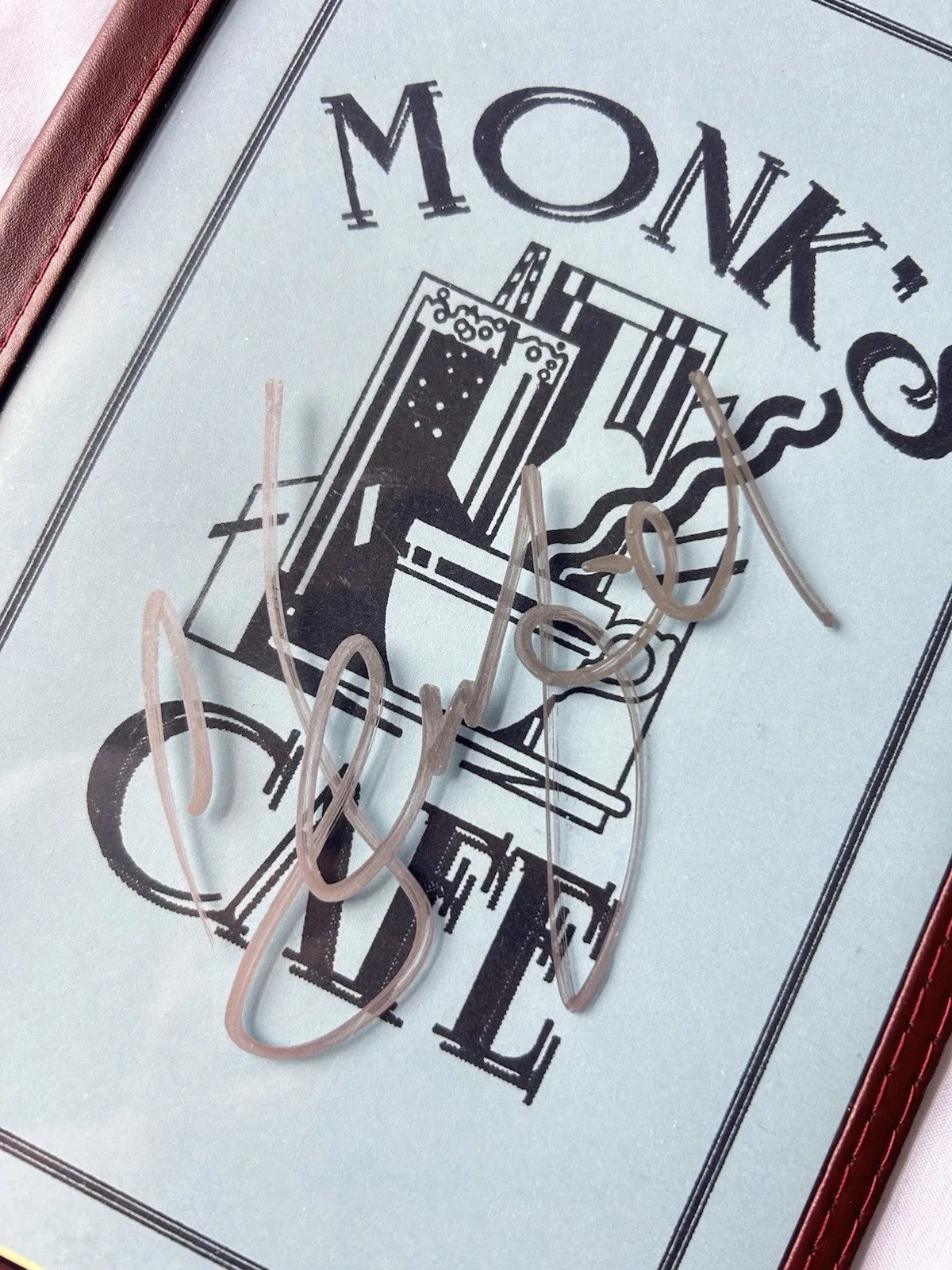 Jerry Seinfeld — Jerry Seinfeld Signed Monks Cafe Menu Prop Autographed JSA COA, image 3