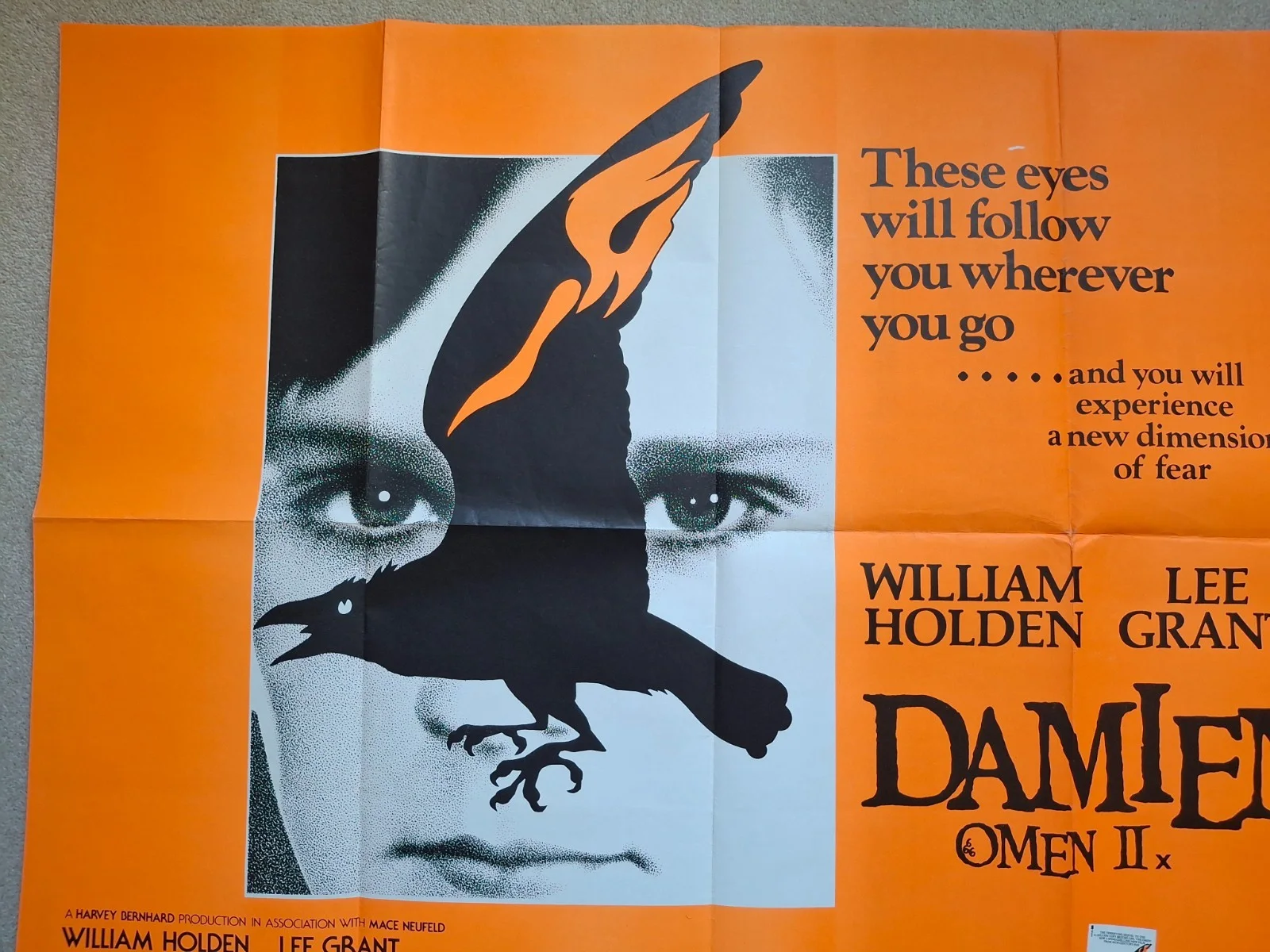 Damien Omen II Original UK Quad Cinema Movie Poster William Holden Horror, изображение 3