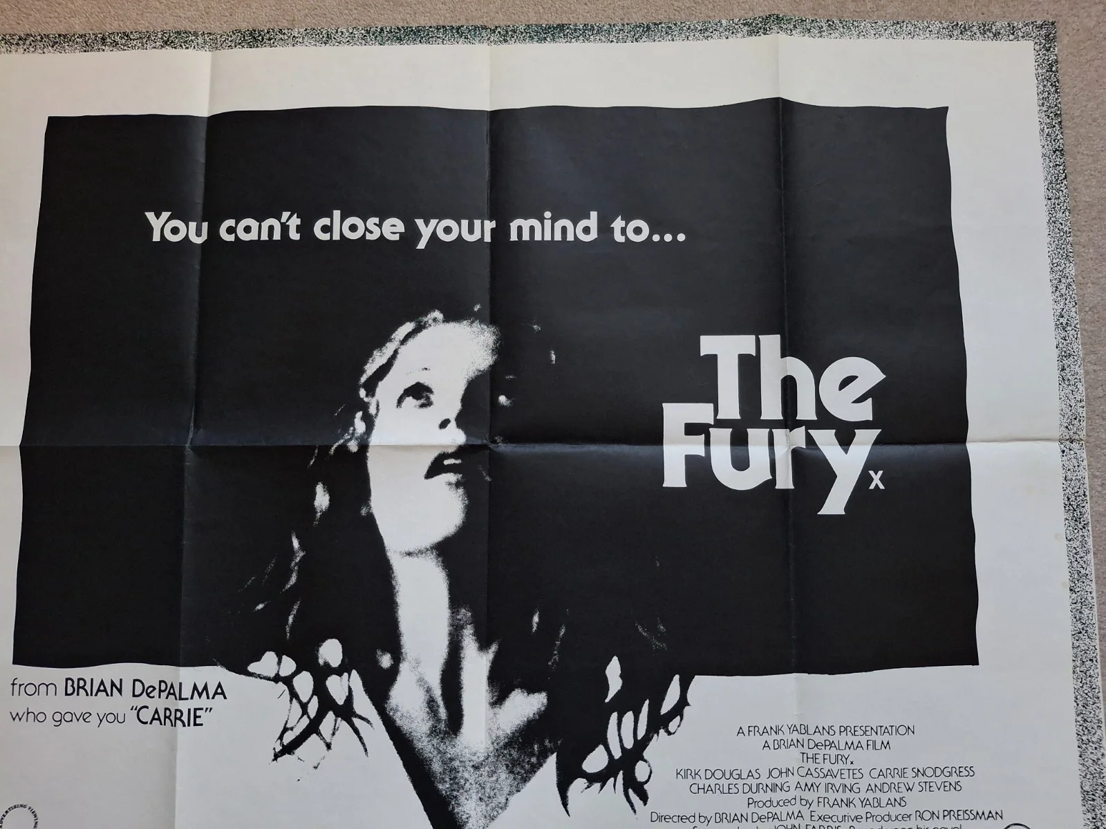 The Fury Original Film Cinema Movie Quad Poster Kirk Douglas Brian De Palma, изображение 4