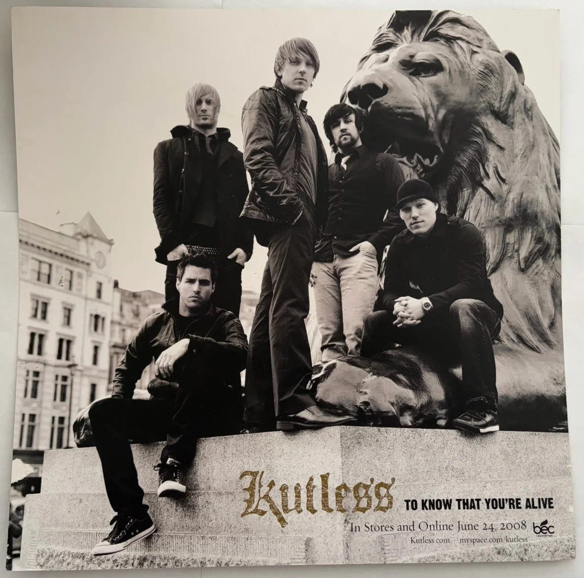 Kutless To Know That You’re Alive Signed Autographed 11” Tour Concert Poster VG, изображение 2