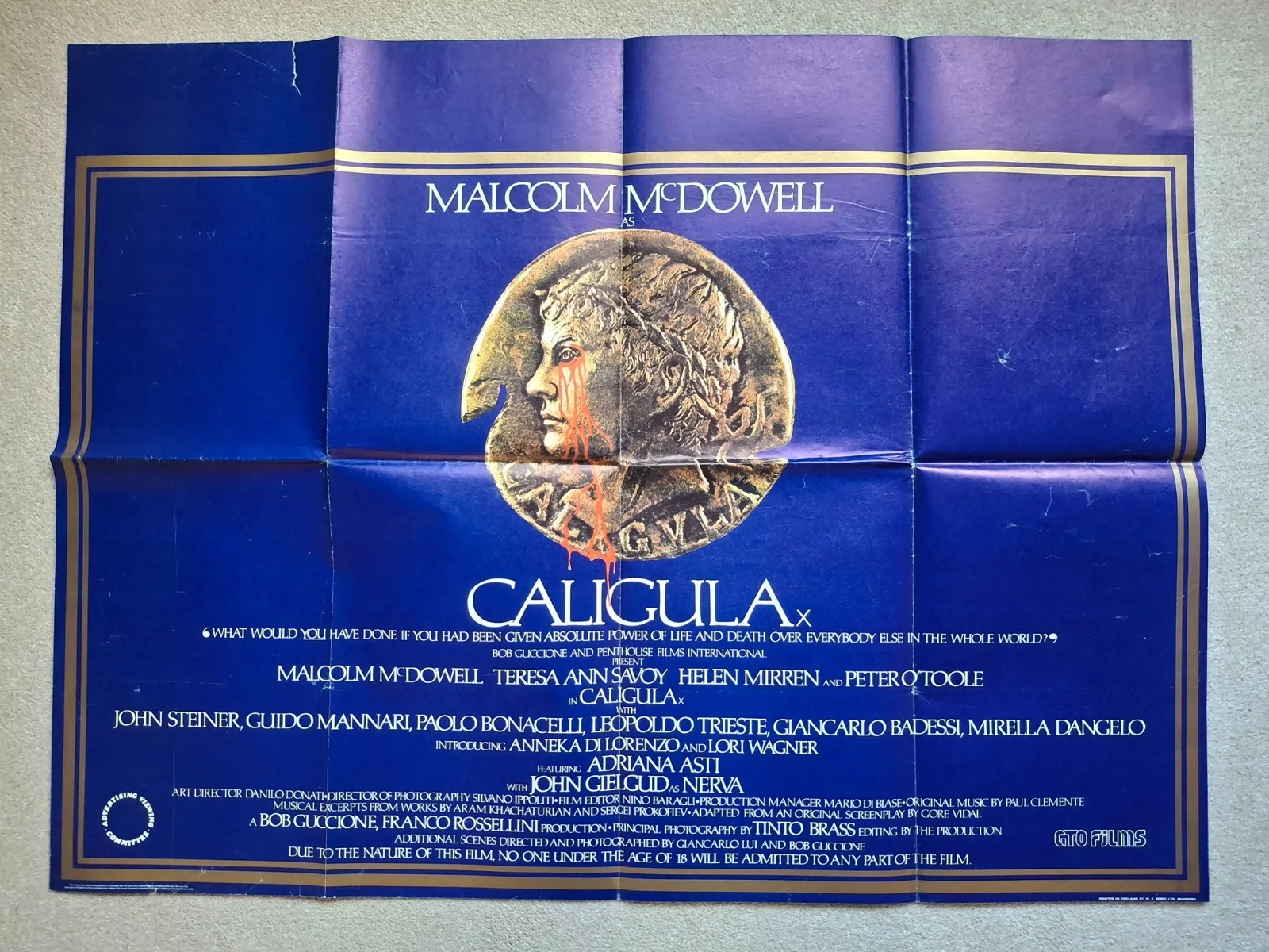 Caligula Original Film Cinema Movie Quad Poster Malcolm McDowell, изображение 2