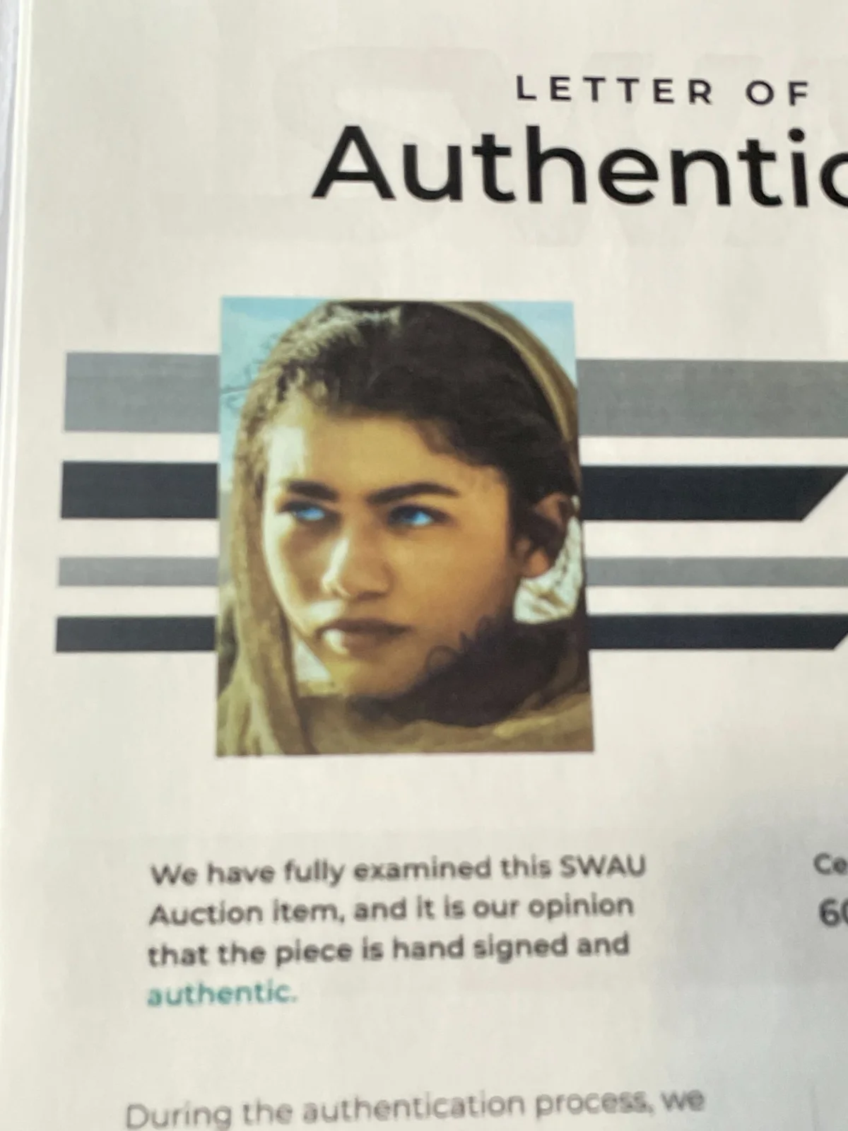 Zendaya — Zendaya Signed Autographed 11x14 Dune: Part 2 Movie Photo SWAU LOA, изображение 4
