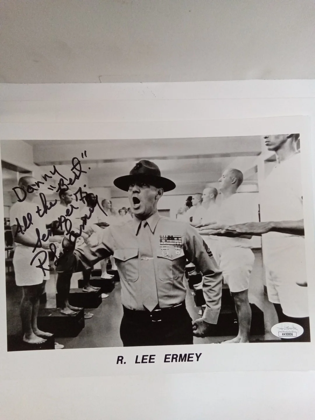 R. Lee Ermery — R. Lee Ermey Signed Inscribed 8x10 B&W Photo JSA, изображение 2