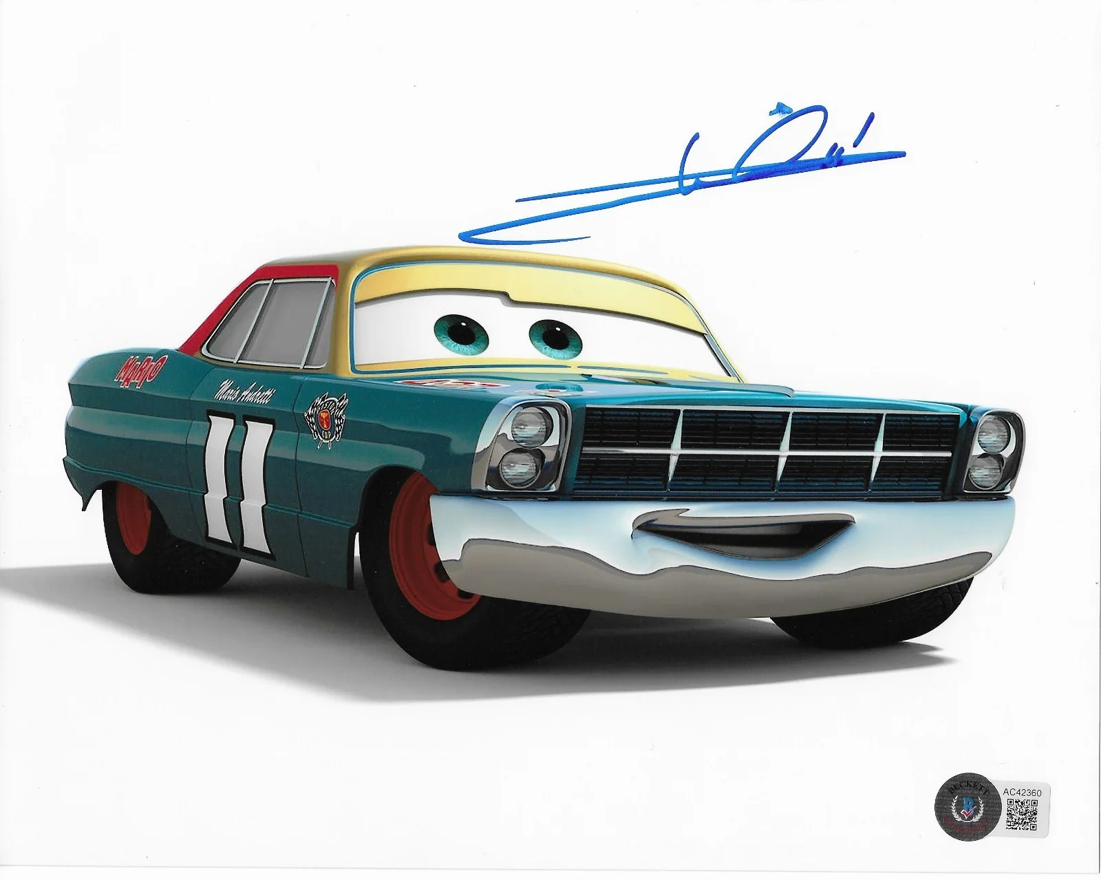 Mario Andretti — Mario Andretti Signed 8x10 Photo BAS Autographed Disney Cars Ford Fairlane 60