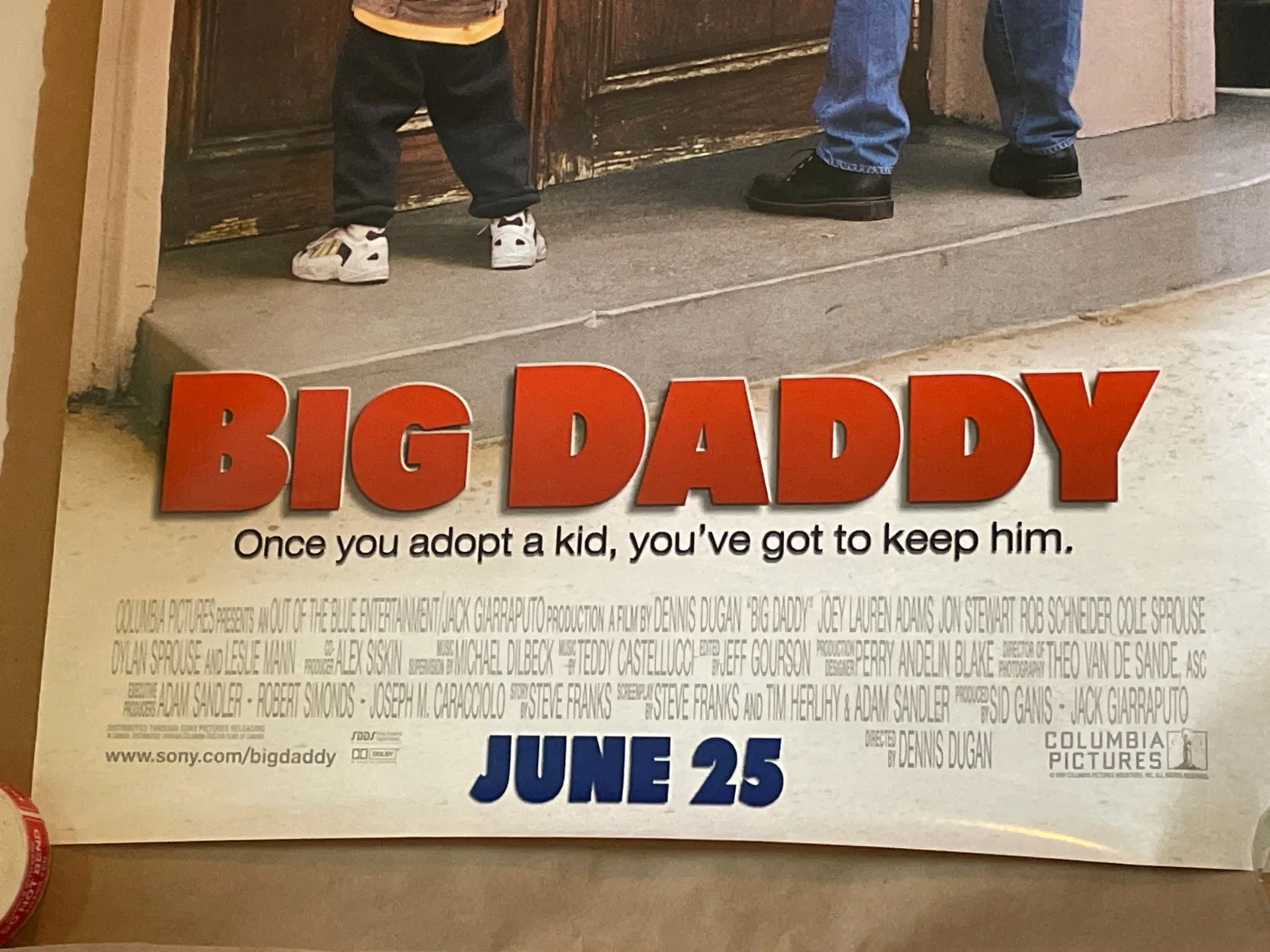 Adam Sandler — Adam Sandler "Sonny Koufax" Signed Big Daddy 26.5x40" Movie Poster SWAU, изображение 3